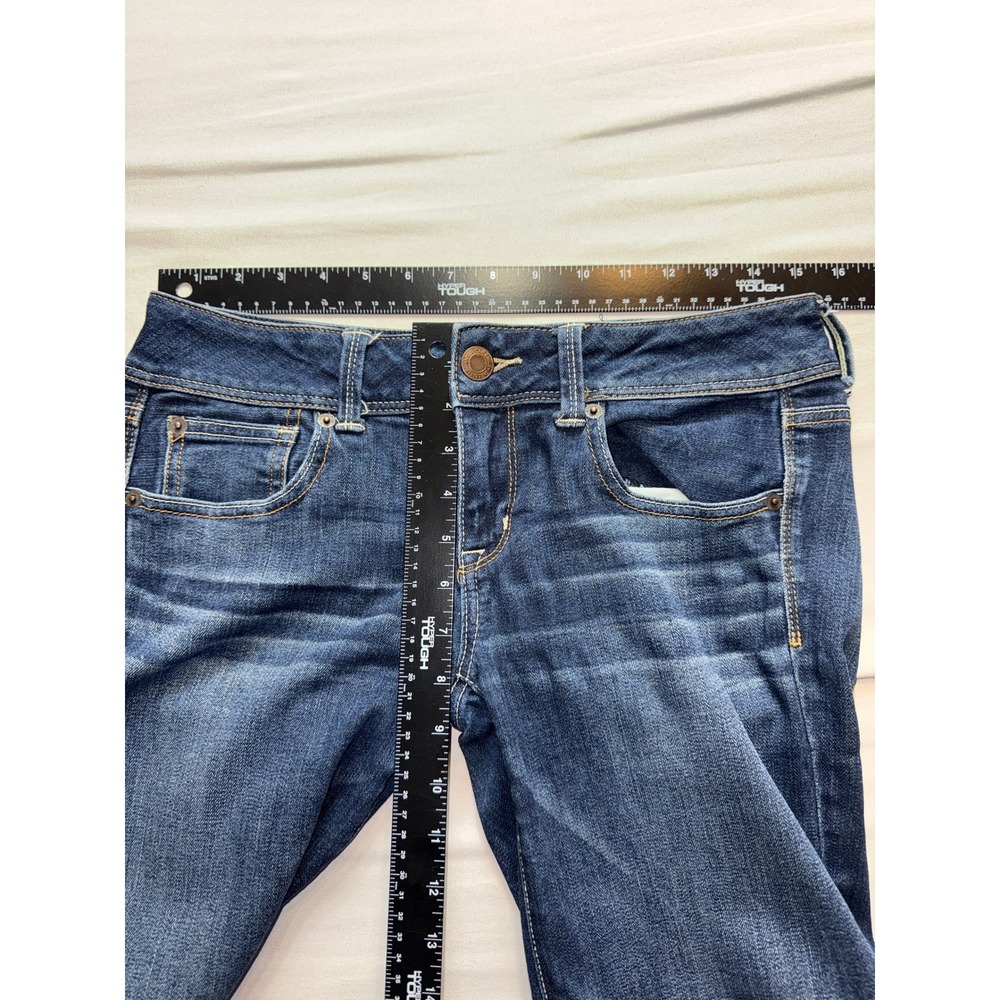 American Eagle Slim Boot Jeans Womens 8 Long Dark Wash Stretch Denim Blue 03873 - Picture 3 of 7